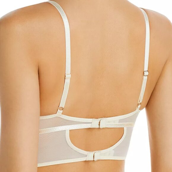 Thistle and Spire Eldridge Embroidered Sheer Mesh Bralette in Ivory Beige S+ - Picture 10 of 10